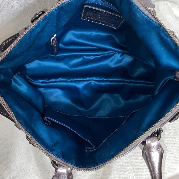 *SOLD*Coach Sophia Madison Metallic Gunmetal Leather Satchel - Picture 12 of 16